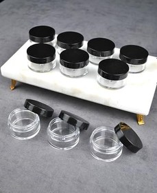 Resim 10 Adet Mika 10 ml Krem Kavanoz Küçük 4 cm Takı Siyah Kapaklı Mini Seyahat Krem Kavanozu 