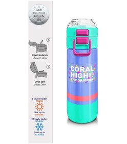 Resim Coral High Kids Derin Mavi Renkli Pipetli Ve Direkt İçim Çelik Termos 500 Ml 31854 Mavi 