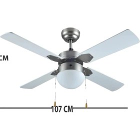 Resim Avizeli 4 Kanatlı 60 Watt 106 cm Işıklı Tavan Vantilatörü 