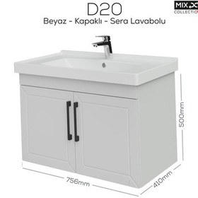 Resim Creavit D20 80 Cm Kapaklı Lavabo Dolabı Beyaz Lake Beyaz 