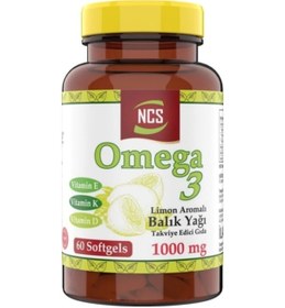 Resim Doğal Limon Aromalı Omega 3 Balık Yağı 1000 Mg 60 Yumuşak Kapsül 