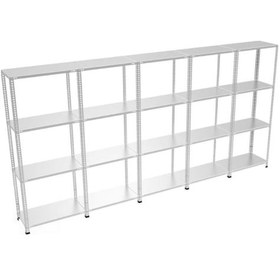 Resim Raf Burada 4 Katlı 5'li Galvaniz Çelik Raf - Depo, Arşiv, Kiler, Dosya, Market Rafı-43x93x200 cm- 0.70 mm 
