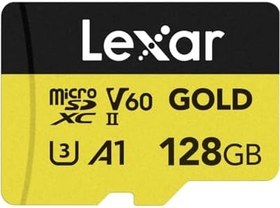 Resim Lexar GOLD 128GB Mikro SD Kart, microSDXC UHS-II Bellek Kartı, V60, U3, A1, C10 microSD Kart, 280MB/s'ye kadar Okuma, Drone/Aksiyon Kamerası/UHS-II Taşınabilir Oyun Cihazı için (LMSGOLD128G-BNNNG) 