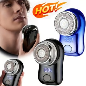Resim Kablosuz Erkek Elektrikli Tıraş Makinesi - Taşınabilir Döner Tıraş Makinesi, Yüzen Bıçak, USB Şarj Edilebilir, Dijital Pil Göstergesi, Sevgiliye İdeal Seyahat Hediyesi 