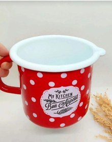 Resim Kırmızı Emaye Retro Sütlük Cezve Yumurta Haşlama Kabı 1,5 Litre Kırmızı 