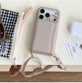 Resim Topshop1 Brown iPhone Uyumlu 16 Çok Fonksiyonlu Liçi Desenli Hırsızlığa Karşı Katlanır Kartlık Aynalı Cüzdan 