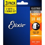 Resim Elixir 16542 Nanoweb Light 3'lü Elektro Gitar Teli (10-46) 