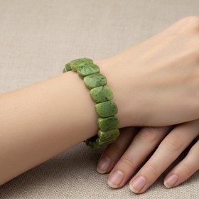 Resim Yeşim Doğal Taş Özel Kesim Geniş Kesim Bileklik - 18-19cm 
