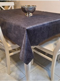 Resim Kumaş Dokulu Tabanı Silikonlu Yıkanabilir Silinebilir Ütülenebilir Kaymaz Dekoratif Masa Örtüsü Brs020 Koyu Gri 