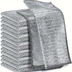 Resim 10 Adet Mikrofiber Temizlik Bezi Paketi - Çift Taraflı Dokulu Örgü, Çizilmez Örme Kumaş, Banyo ve Mutfak Kullanımı İçin İdeal, Yağ ve Kiri Etkili Bir Şekilde Giderir 