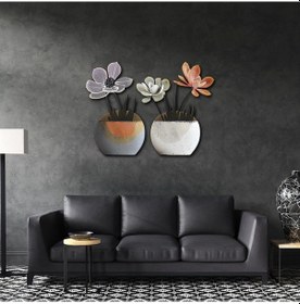 Resim Boyanmış Çiçekler Renkli Metal Tablo 