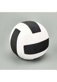 Resim Soft Voleybol Topu Figürlü Yastık - Siyah / Beyaz - 20 Cm 