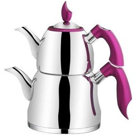 Resim Taç Eliza Çelik Çaydanlık Takımı Fuşya 