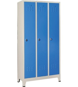 Resim Jessan Ofis Eko 3'Lü Soyunma Dolabı Mavi Kapaklı Gri 