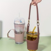 Resim Pembe Yalıtımlı Bardak Taşıyıcı Ayarlanabilir Askılı - Kapaklı ve Pipetli Kahve, Çay ve Smoothie Bardakları için Taşınabilir Isıya Dayanıklı Tutucu, İçecek Taşıyıcı | Şık Bardak Kılıfı | Dayanıklı Kumaş Yapısı 