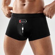 Resim Erkekler için Siyah Şarj Baskılı Boxer Külotlar - %95 Polyester %5 Elastan Esnek Konforlu, Nefes Alabilen İç Çamaşırı ile Elastik Bel Bandı, Makinede Yıkanabilir Günlük Kıyafet İçin Rahat İç Çamaşırı 