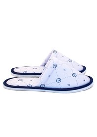 Resim Erkek Gri Marine Desenli Yumuşak Tabanlı Ev Terliği Beyaz 