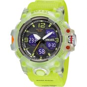 Resim Hanyang Floresan Yeşil Smael 2021 Yeni Spor Saat Askeri Saat Erkekler Için Çalar Saat Kronometre LED Dijital Arka Işık Çift Zaman Göstergesi Erkek Saatleri (Yurt Dışından) 