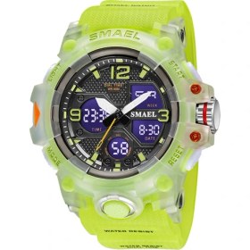 Resim Hanyang Floresan Yeşil Smael 2021 Yeni Spor Saat Askeri Saat Erkekler Için Çalar Saat Kronometre LED Dijital Arka Işık Çift Zaman Göstergesi Erkek Saatleri (Yurt Dışından) 