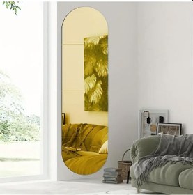 Resim Oval Kenar Pleksi Kare Ayna 30x120cm - Gold Diğer 