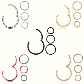 Resim 4 adet 316L Paslanmaz Çelik Flip-Style Vücut Takısı - Hipoalerjenik Dikişsiz Kulak & Burun Halkaları (6/8/10/12mm) Erkekler ve Kadınlar için, Mat & Iridescent Bitişli, Günlük Kıyafetler İçin Minimalist Şık Tasarım, Çok Yönlü Piercing Aksesuarları, Parlak Cilalı Görünüm 