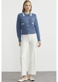 Resim Sementa Polo Yaka Düğmeli Triko Hırka - Indigo Indigo 