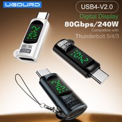 Resim USB4 40Gbps ve USB4 V2 80Gbps Dijital Ekranlı Dişi Type C - Erkek Type C OTG Kablosu Bağlantı Adaptörü, 240W, Telefon, Tablet, Kamera, iPhone, iPad Pro Mini, Air, MacBook Pro için 