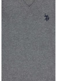 Resim U.S. Polo Assn. Erkek Çocuk Gri Melanj Basic V Yaka Kazak 50294200-VR086 