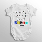 Resim Tuğbababy Herşey Seninle Güzel Dedem Yazılı Baskılı Bebek Zıbını Beyaz 