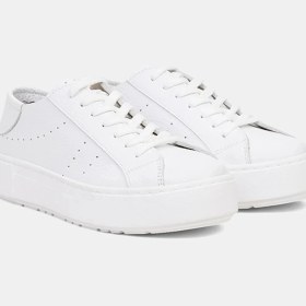 Resim Desa Kadın Beyaz Bağcıklı Kalın Tabanlı Deri Spor Ayakkabı 