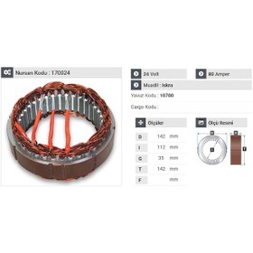 Resim 24v Alternatör Statör Iskra Tipi 100 A 3 Uçlu Deutz-man-otokar N11.2739 