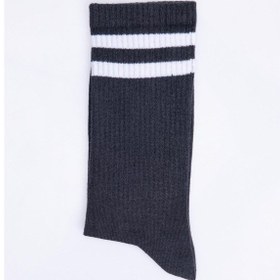 Resim Tudors Unisex Çizgili Kolej Füme Tenis Çorabı-28755 - Erkek Füme 