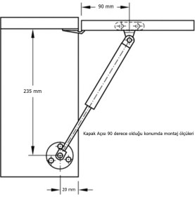 Resim Eym Gazlı Amortisör Piston Kalkar Dolap Kapakları Için 27 cm Gri 120 N 