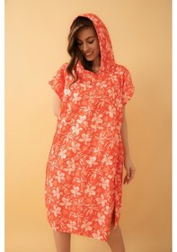 Resim Flower Yetişkin Sörf Panço Kapüşonlu Plaj Havlusu Sm Beden 