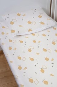 Resim Organik Bebek Boy Lastikli Çarşaf Seti - Limon Çiçeği 70 x 110 