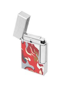Resim S.t. Dupont Ligne 2 Camo Kırmızı Guilloche Çakmak C16051 Kırmızı 