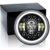 Resim 7 İnç Motosiklet Farı Yuvarlak Rgb Kafatası Far Melek Göz Ip67 Su Geçirmez, 12-80v Motosiklet Off-road Araçları İçin Birden Fazla Işık Modu İle 