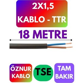 Resim Öznur 2x1,5 Ttr Kablo Siyah Metre Seçenekli - 18 Metre 