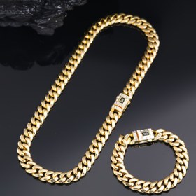 Resim CVNANA 2 adet Set Altın Kaplama Erkek Küba Kolye Bilezik Seti Punk Tarzı Unisex Hip Hop Lüks Choker Takı Seti Zarif Noel Hediyeleri Zincirler Kolye Moda Takı Doğum Günü, Sevgililer Günü, Babalar Günü için Mükemmel Hediye 