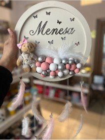 Resim Kız Bebek Ayıcıklı Bubble Kapı Süsü-hastane Odası Kapı Süsü Gümüş - Pembe 