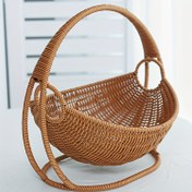 Resim 1 Adet Yaratıcı Dokuma Rattan Meyve Sepeti - Atıştırmalıklar, Tatlılar ve Mutfak veya Kahve Masası Üzerinde Depolama İçin Mükemmel 