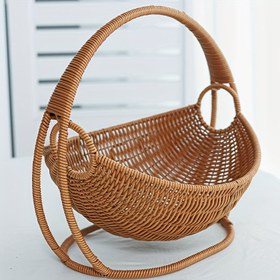 Resim 1 Adet Yaratıcı Dokuma Rattan Meyve Sepeti - Atıştırmalıklar, Tatlılar ve Mutfak veya Kahve Masası Üzerinde Depolama İçin Mükemmel 