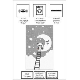 Resim West Home Makinede Yıkanabilir Kaymaz Taban Leke Tutmaz Yıldız Desenli Bebek Ve Çocuk Halısı Oyun Matı Wh 512 Grey Gri 