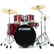 Resim Sonor AQX Studio 5-Parça Akustik Davul Seti (Red Moon Sparkle) 