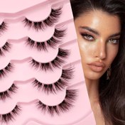 Resim 5 Çift Sahte Vizon Kirpik, C Kıvrım Doğal Görünüm Küme Bireysel Kirpikler ile Şeffaf Bant, Kokusuz Günlük Kullanım için Sahte Makyaj, Hacimli Kirpikler|Ccurl Kirpikler|Faux Mink Kirpikler 