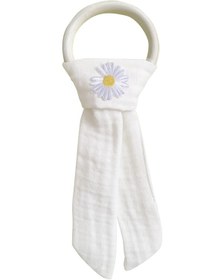 Resim Pamuk Muslin Bebek Diş Kaşıyıcı Yıkanabilir Ahşap Desenli Byz Beyaz 