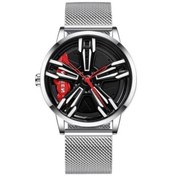 Resim Bosphorusboutique02 Fngeen Metal Erkek Saat, Gümüş-kırmızı Gri, Kuvars Hareket, 44mm, Su Geçirmez 30m Gri - Kırmızı 