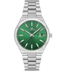 Resim Ferro F11386a-a6 Quartz Çelik Gri Yeşil Kadran 40 Mm Erkek Kol Saati 