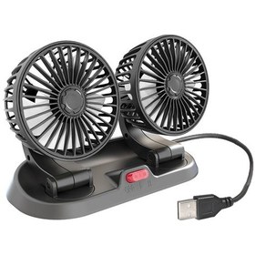 Resim Kamyon Fan Çift Kafa Fan Çok Amaçlı 360 Döndürme 2 Hızlı Otomatik Soğutma Fanı Usb Arayüz Fan Suv Araba Gösterge Tablosu, 22cmx11cmx16cm, Siyah 
