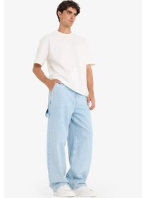 Resim Defacto Skater Fit Geniş Paça Jean Yıkamalı Pantolon F5668ax25aunm39 Mavi 